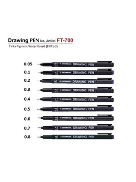 Pennarello NERO - Penna per lucidi - Punta 0.3 - DRAWING PEN SNOWMAN