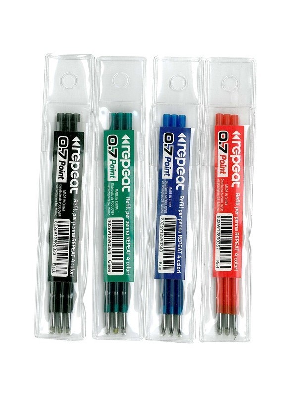 REFILL NERA 3 pz - penna REPEAT Pool Over cancellabile, Punto 0.7