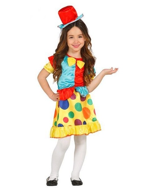 Vestito Bambina Pagliaccio Tg. 3-4 Anni Clown Vestito Carnevale clown