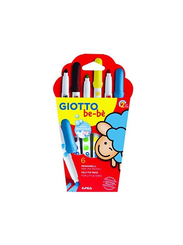 Super pennarelli GIOTTO Bebè - Astuccio 6 Colori 466600 - Atossici e  superlavabili Be-be