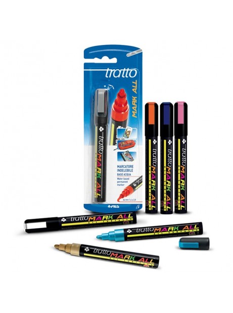 Marcatore Indelebile a base d'acqua. TRATTO ALL MARK Colori Brillanti e  coprenti. Uniposca