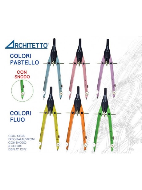 Compasso con Balaustrone Architetto Colori Fluo Pastello scuola Disegno  tecnico