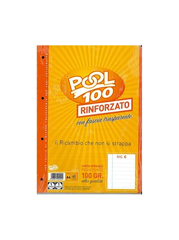 RICAMBI A5 - Rigo 1r FOGLIO ROSA - POOL OVER 90 Gr 40 Fogli 21x30