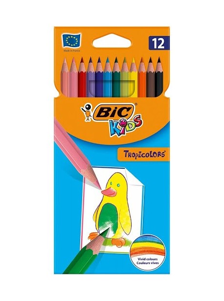 Colori a matita Bic Kids Tropicolors senza legno per bambini disegnare