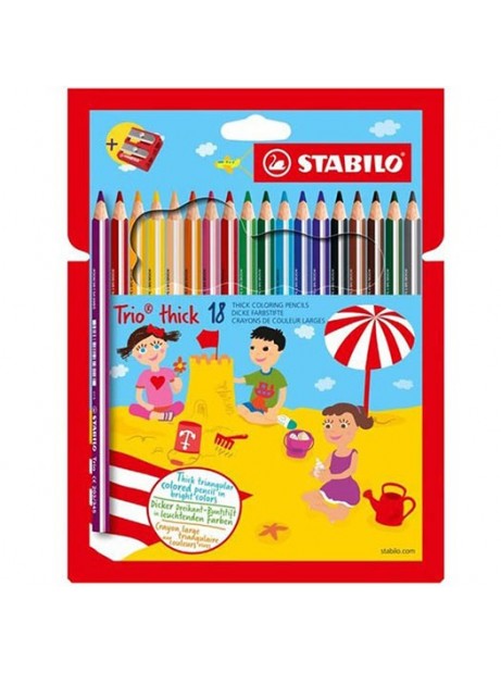 Pastelli Stabilo Triangolari Trio Thick 18pz + temperino matite colorate  colori