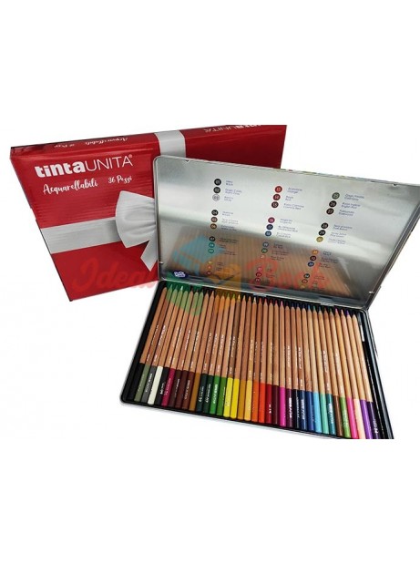 Pastelli Acquerellabili Tinta Unita 36 colori a matita confezione metallo  latta