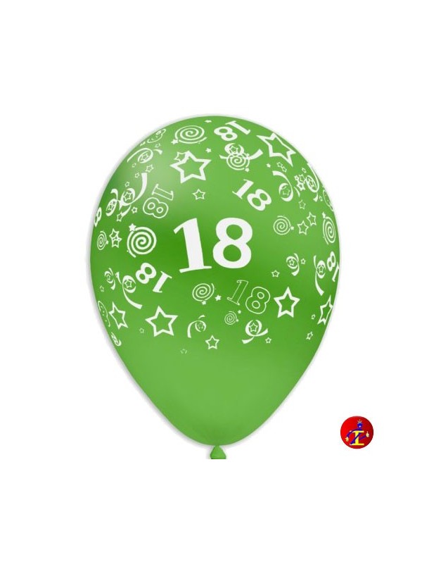 Palloncini 18 anni compleanno Verde con stampa Diam. 30 cm