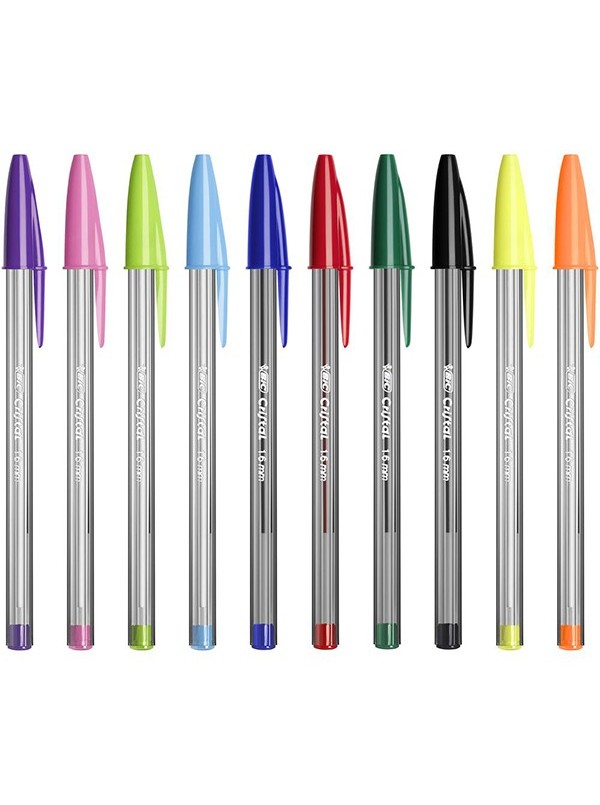 Penna Bic Cristal Large 1,6mm Nera, Rossa, Colorata, Fluo Sfera Larga  Multicolor
