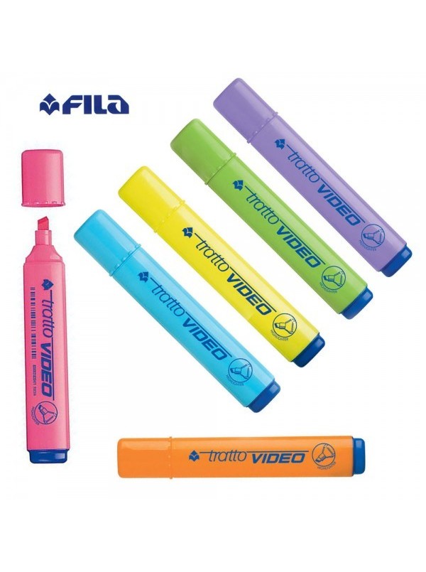 Evidenziatore Tratto Video Giallo Verde Arancione Celeste Lilla Fucsia Fluo