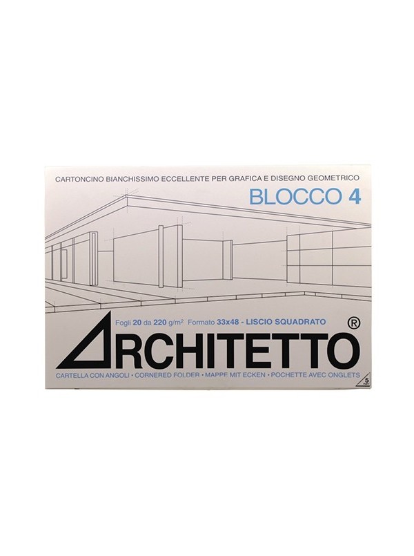 Album da Disegno Liscio Squadrato 33x48cm F4 220 GR - Architetto Blocco 20  Fogli
