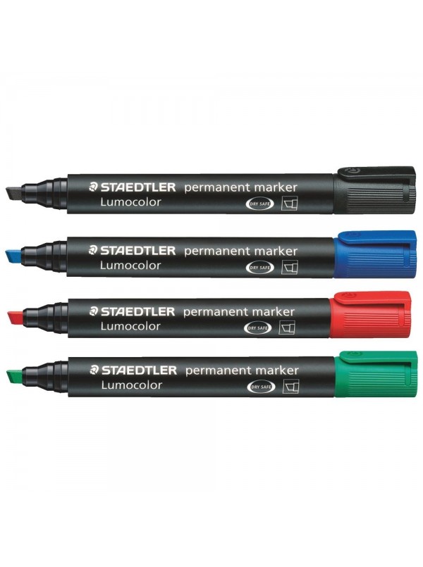 Pennarello Indelebile punta Scalpello Staedtler Lumocolor 350 nero rosso  blu verde