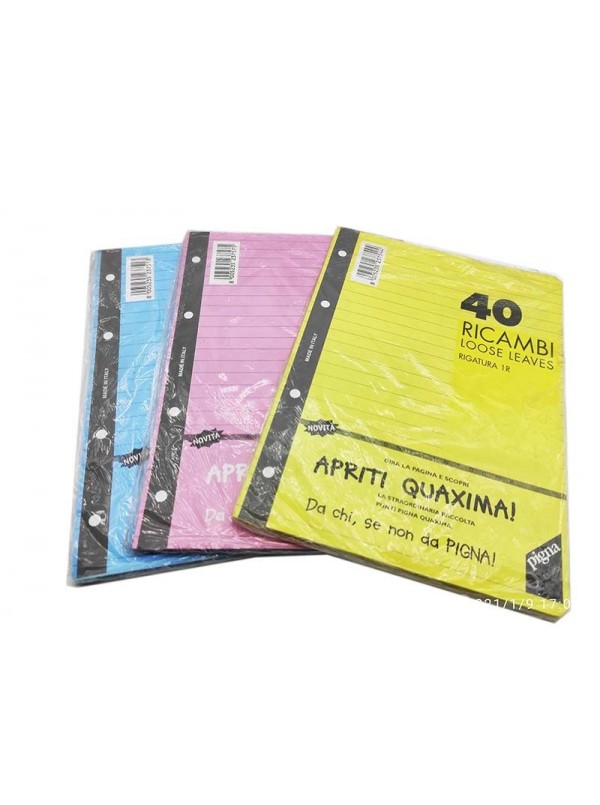 RICAMBI A5 - Rigo 1r FOGLIO ROSA - POOL OVER 90 Gr 40 Fogli 21x30