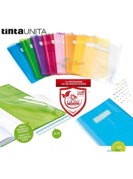 Copertina Quaderno Eco Shield Antibatterica Colorata Trasparente Portanome