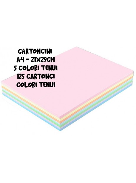 Risma Cartoncino 5 Colori Tenui Pastello chiari Assortiti A4 160GR