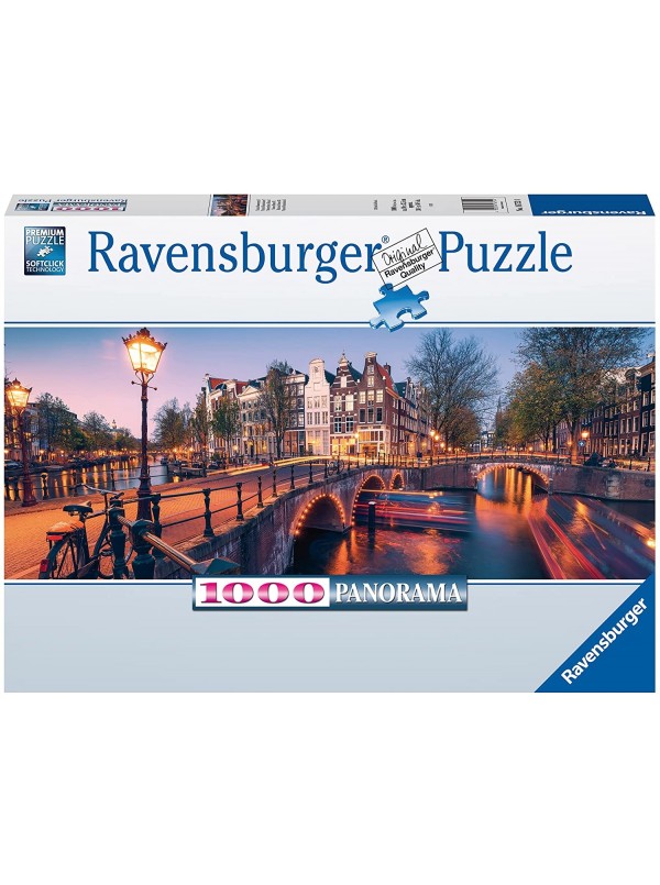 Puzzle Una sera ad Amsterdam 1000 pezzi Ravensburger Collezione Panorama,  Puzzle per Adulti