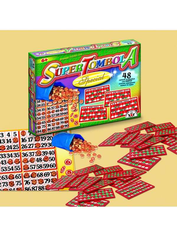 Super Tombola Special 48 cartelle in plastica Segnapunti scorrevoli da  applicare