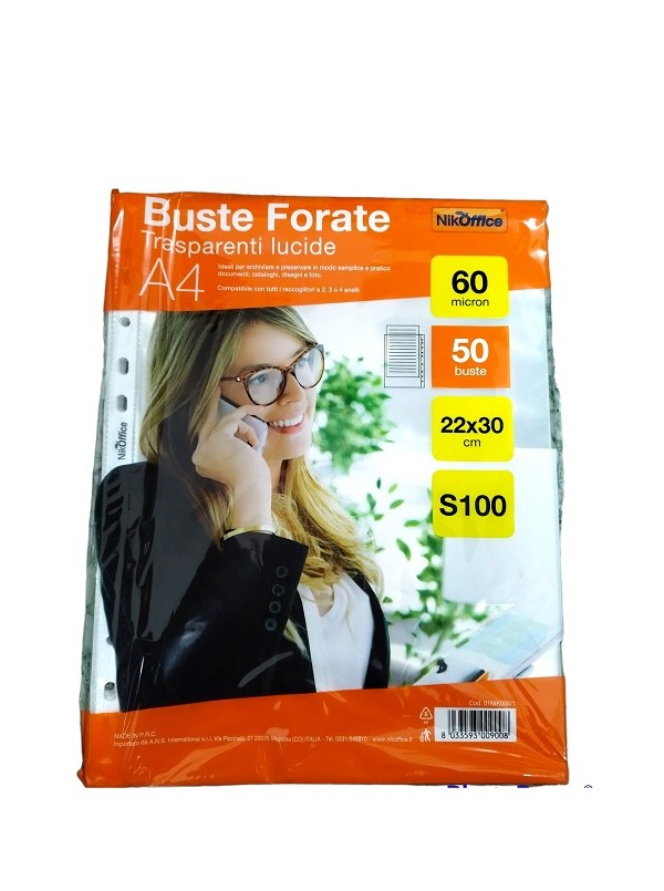 Buste a Foratura Universale A4 21x29 cm MEDIUM 50pz per Schedario S100