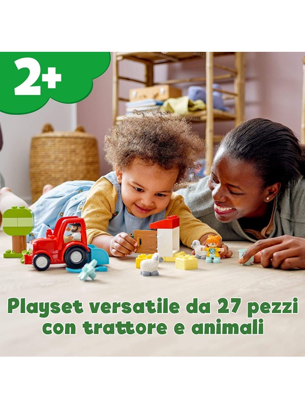 LEGO DUPLO Town Il Trattore della Fattoria e i Suoi Animali, con Pecora e  Contadino, Giocattolo per Bambini dai 2 Anni in su, Gi