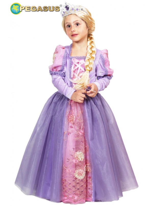 Costume Principessa Raperonzolo Rosa viola per bambina dai 3 ai 6