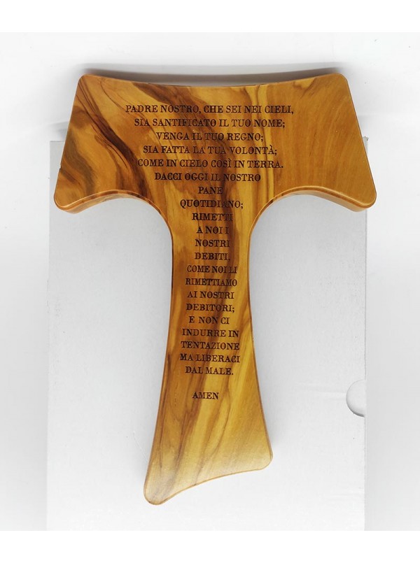 Croce in legno 24cm, Tau con Incisione Laser Padre Nostro con Scatola  crocifisso