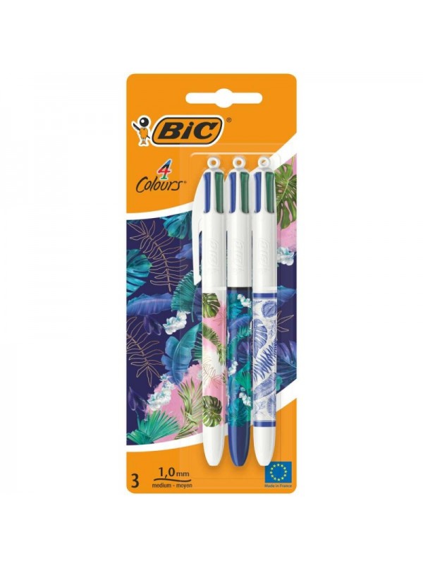 Confezione Penna Bic 4 colori Botanical blister kit da 3pz, piante e fiori