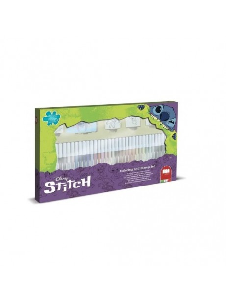 Maxi Set da colorare Stitch Scatola 86cm con timbri 60 colori stickers album