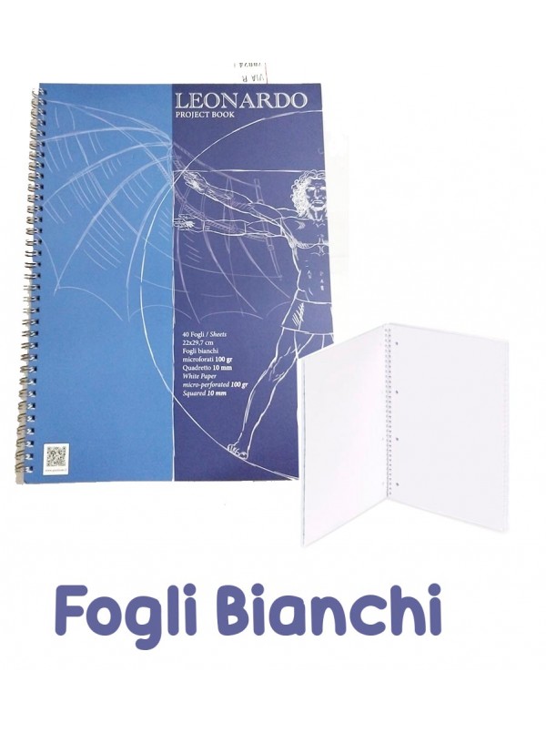 Album Blocco Leonardo Architetto Spiralato 40 Fogli Bianchi