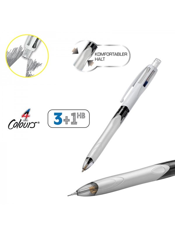 Penna Bic 4 colori Multifunzione con portamina matita HB e gomma