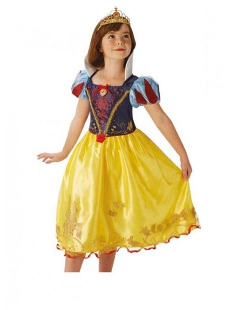 Costume di carnevale lungo da principessa d'oro da bambina